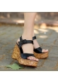 Riboy Siyah Cilt Dolgu Topuk Sandalet